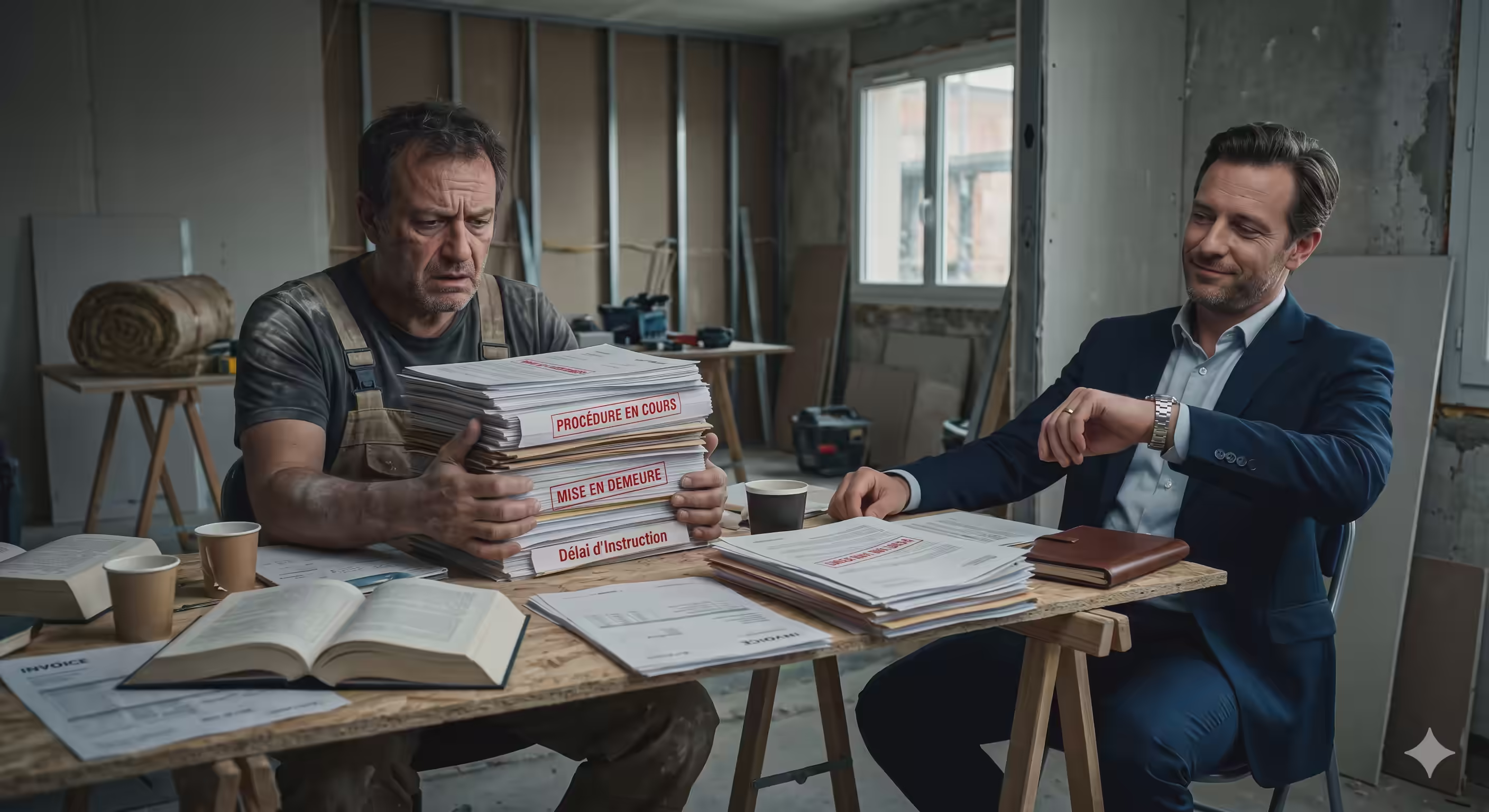 Artisan épuisé face à un client procédurier et un litige juridique