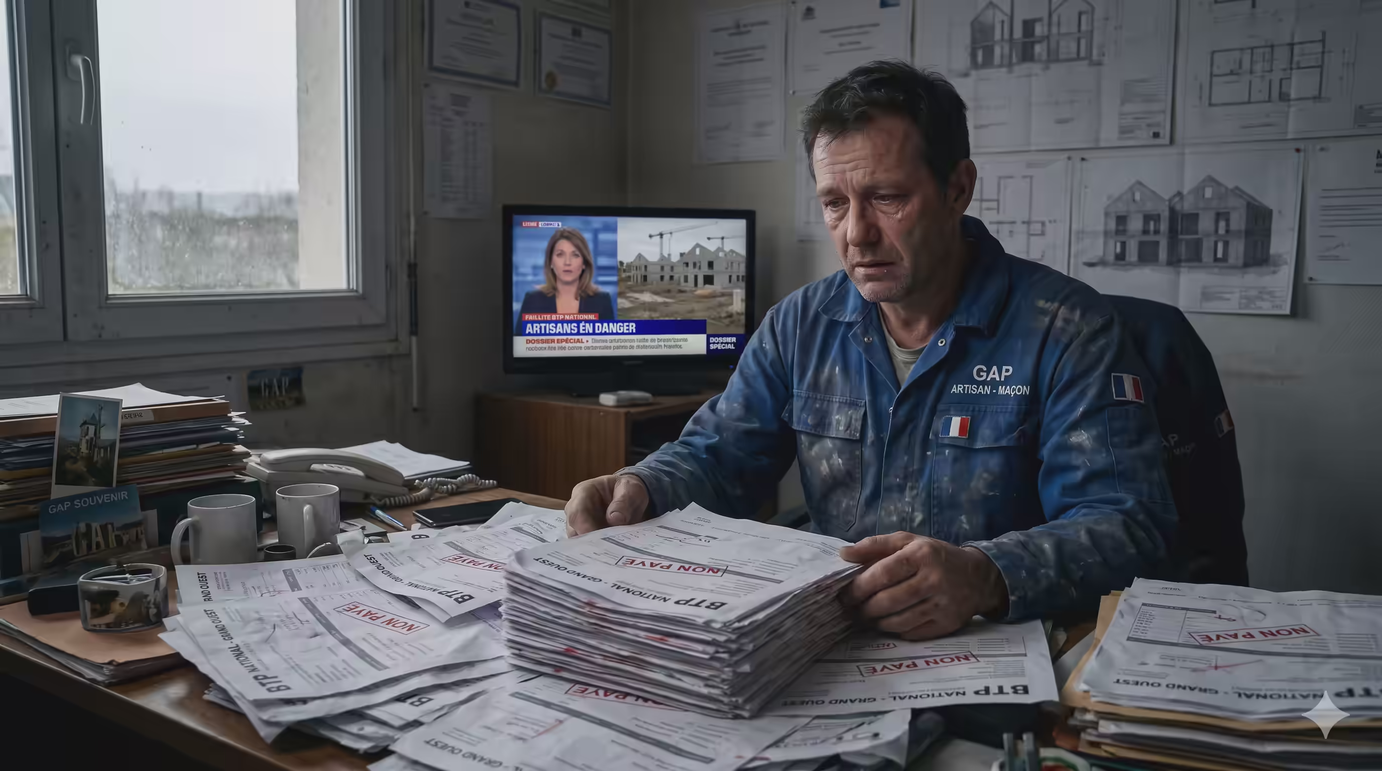 Artisan sous-traitant ruiné par des factures impayées suite à la faillite d'un grand constructeur