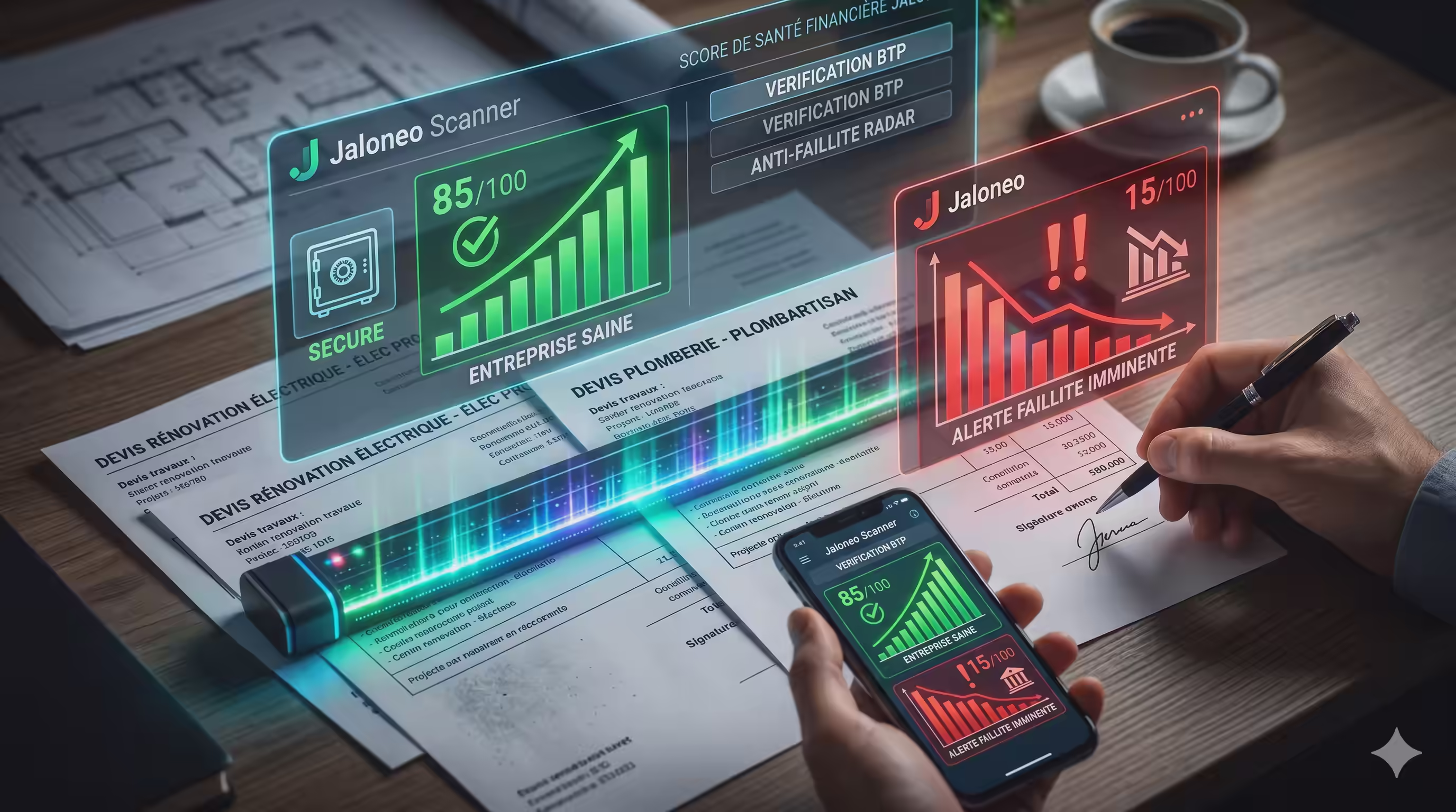 Scanner radar digital analysant des documents de devis travaux