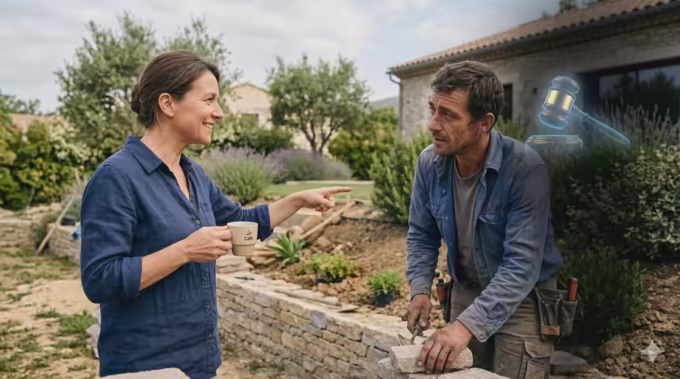 Client demandant un service gratuit à un artisan sur un chantier